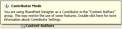 Contributor mode notification on the status bar