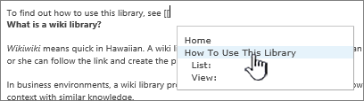 Inserting a link into a Wiki