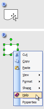 Right-clicking a shape to see the shortcut menu