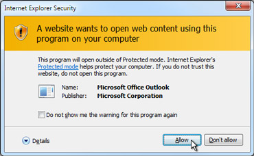 Internet Explorer security dialog box