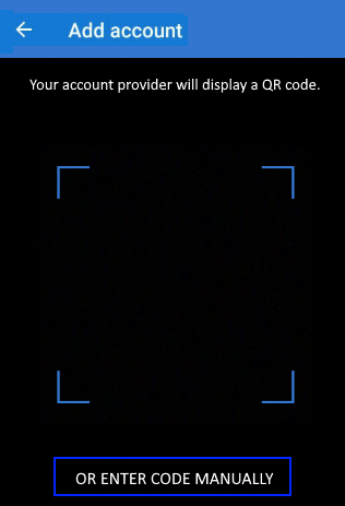 Screen for scanning a QR code