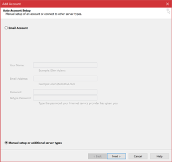 Choose Manual setup or additional server types