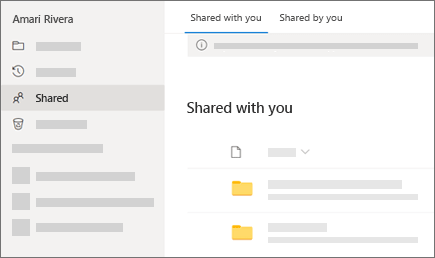 Screenshot of the Shared with me view in OneDrive for Business on the web