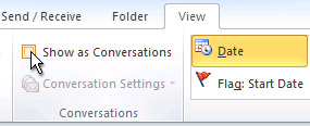 Show as Conversations check box on the ribbon