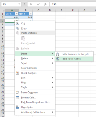 Resize table by adding or removing rows and columns