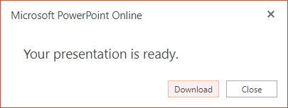 A dialog box confirms that the copy is ready to be downloaded. Click the Download button.