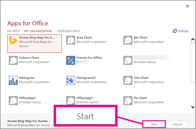 Apps for Office dialog box