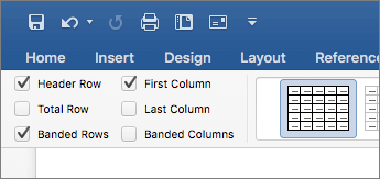 Screenshot of the Header Row check box