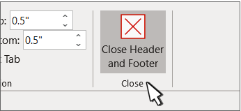 Image showing Close Header and Close Footer options