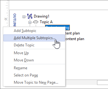 Choose Add multiple topics from the shortcut menu