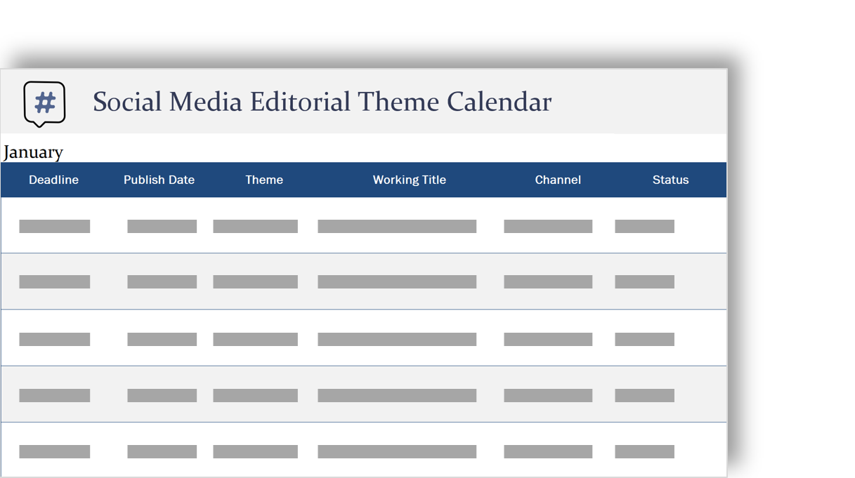 conceptual image of a social media editorial theme calendar