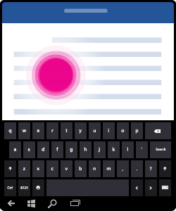Art showing how to tap text to activate the onscreen keyboard