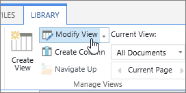 SharePoint Online Ribbon Library tab modify view option