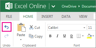 Undo button, on the Home tab