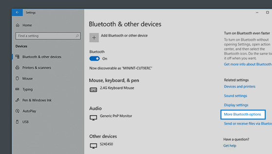 How to find Bluetooth settings in Windows 10