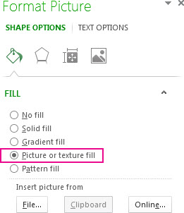 Picture or texture fill button on Format Picture pane