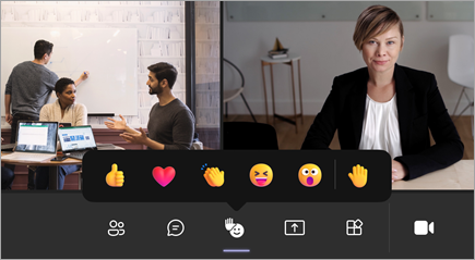 Image of live 3D emoji reactions on mobile Teams meeting.