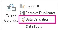 Data Validation on the Data tab