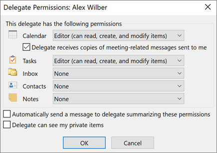 Delegate permissions in Outlook