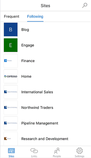 Screenshot animation of SharePoint for iOS