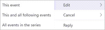 Choose Edit or Cancel from the context menu