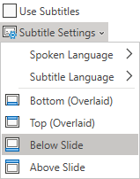 Options for Subtitles and Captions on the classic Ribbon in PowerPoint Online