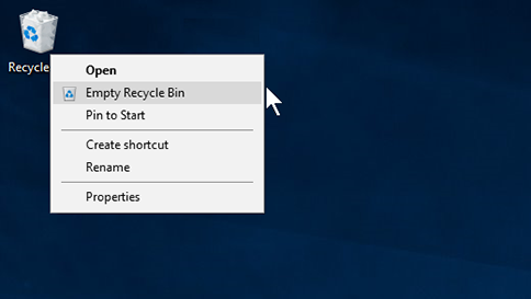 empty recycle bin shortcut
