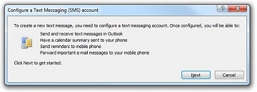 Configure text message account