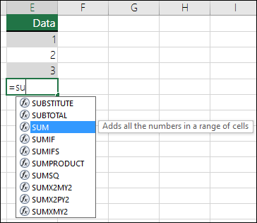 Excel Formula AutoComplete