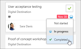 Choose progress on a task