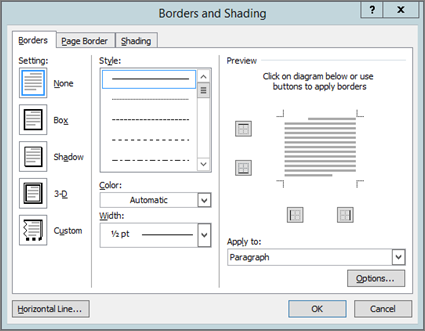 Borders and Shading box