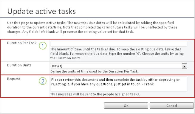 Change form for active tasks