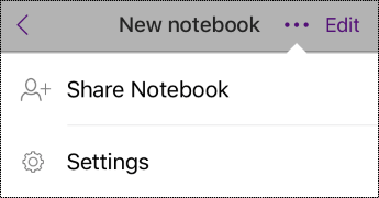 Settings button in Notebooks on iPhone.