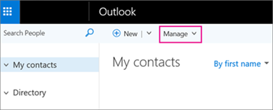 An image of what the People page looks like in Outlook on the web