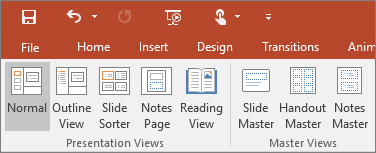 Shows the View menu in PowerPoint