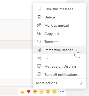Select Immersive Reader from the More options menu.