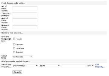 advanced search box web part