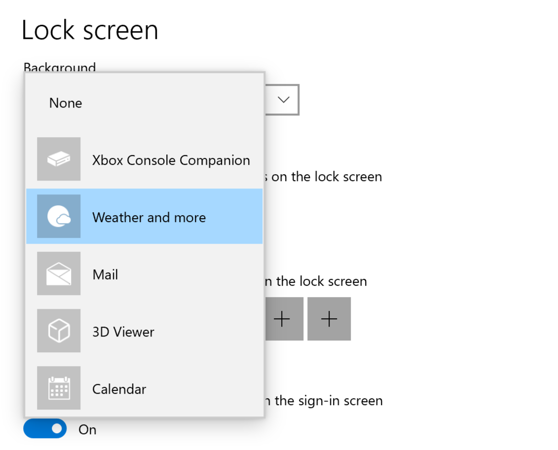 Windows 10 Lock Screen Detailed Status Settings