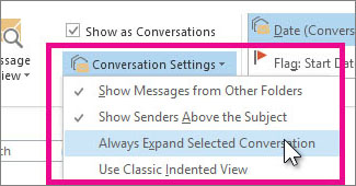 selecting "always expand selected conversation"