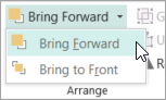 Selecting Bring Forward on the Bring Forward menu
