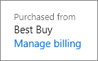Manage billing link used to renew an Office 365 Home subscription that was purchased via Best Buy.