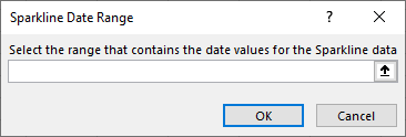 Select the range that contains the date values for the Sparkline data in the Sparkline Date Range dialog box.