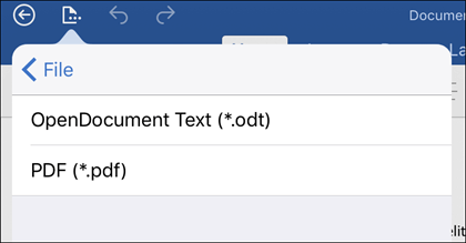 Tap File > Export to export your document to PDF