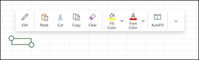 Touch-based menu in Excel for the web