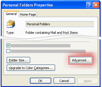 Personal Folders Properties