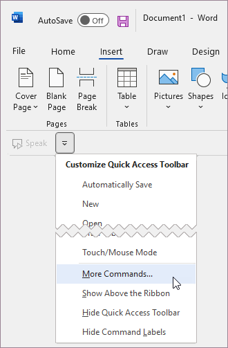 Add Commands To The Quick Access Toolbar Microsoft Support