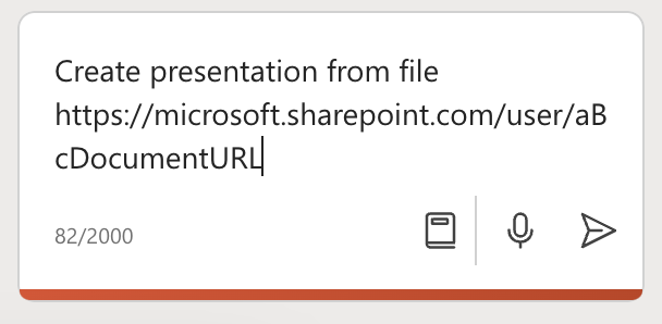 Word document URL pasted into PowerPoint Copilot pane