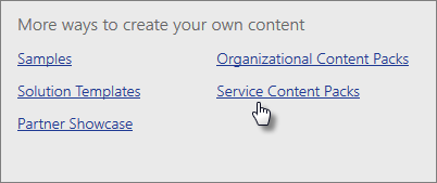 Under Content Pack Library, in Services, choose Get.