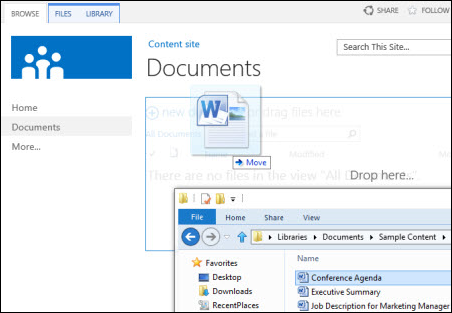 Drop files in SharePoint