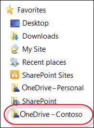 Synced OneDrive for Business folder in File Explorer